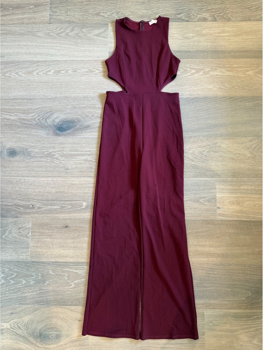 Pink Lily Burgundy Cutout Wide Leg Jumpsuit